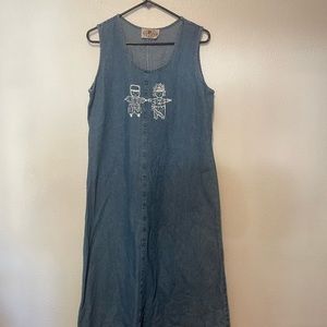 On The Rocks California Blue Denim Sleeveless Maxi Dress Large Rock Candy Inc.
